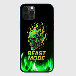Чехол для iPhone 12 Pro Max Режим зверя огненный череп, цвет: 3D-черный