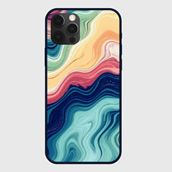 Чехол для iPhone 12 Pro Max Абстрактные волнистые линии синий, цвет: 3D-черный