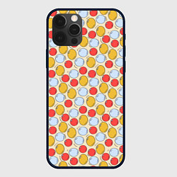 Чехол для iPhone 12 Pro Max Красные, голубые и желтые пузыри, цвет: 3D-черный