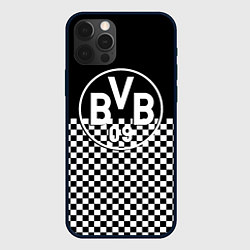 Чехол для iPhone 12 Pro Max Borussia шахматная клетка, цвет: 3D-черный