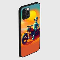 Чехол для iPhone 12 Pro Max Робот Бендер на мотоцикле в пустыне, цвет: 3D-черный — фото 2