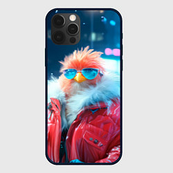 Чехол iPhone 12 Pro Max Розовая птичка в куртке