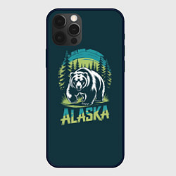 Чехол для iPhone 12 Pro Max Огромный медведь на фоне леса, цвет: 3D-черный