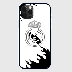 Чехол для iPhone 12 Pro Max Реал Мадрид черный огонь, цвет: 3D-черный