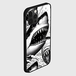 Чехол для iPhone 12 Pro Max Белая акула - стая, цвет: 3D-черный — фото 2