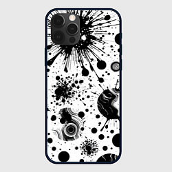 Чехол для iPhone 12 Pro Max Паттерн из абстрактных клякс - нейроарт, цвет: 3D-черный
