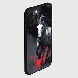 Чехол для iPhone 12 Pro Max Белая лошадь на фоне мазков краски, цвет: 3D-черный — фото 2