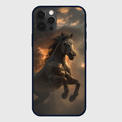 Чехол для iPhone 12 Pro Max Лошадь в прыжке на фоне неба, цвет: 3D-черный