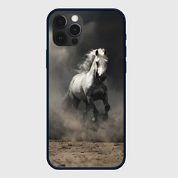 Чехол для iPhone 12 Pro Max Белая лошадь скачет по полю, цвет: 3D-черный