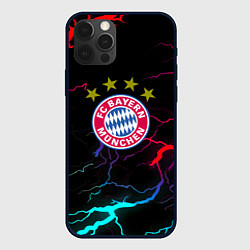 Чехол для iPhone 12 Pro Max Бавария Мюнхен неновые молнии, цвет: 3D-черный