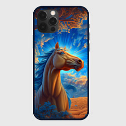 Чехол для iPhone 12 Pro Max Лошадь на фоне синего неба, цвет: 3D-черный