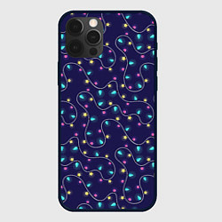 Чехол для iPhone 12 Pro Max Новогодние гирлянды, цвет: 3D-черный