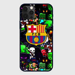 Чехол для iPhone 12 Pro Max Minecraft x barcelona fc, цвет: 3D-черный