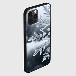 Чехол для iPhone 12 Pro Max Снежинка на черно белое, цвет: 3D-черный — фото 2