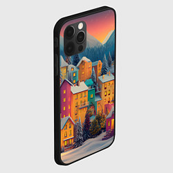Чехол для iPhone 12 Pro Max Новогодний город в горах, цвет: 3D-черный — фото 2