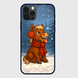 Чехол для iPhone 12 Pro Max Лошадка ловит снежинку, цвет: 3D-черный