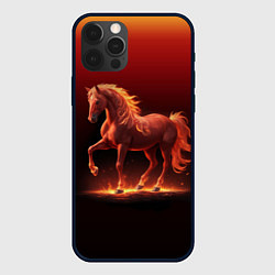 Чехол для iPhone 12 Pro Max Узор с конем огнем, цвет: 3D-черный