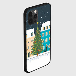 Чехол для iPhone 12 Pro Max Новогодний снежный город, цвет: 3D-черный — фото 2