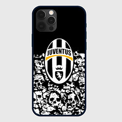 Чехол для iPhone 12 Pro Max Ювентус черно белые черепа, цвет: 3D-черный