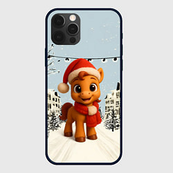 Чехол для iPhone 12 Pro Max Милая новогодняя лошадка с шарфом, цвет: 3D-черный