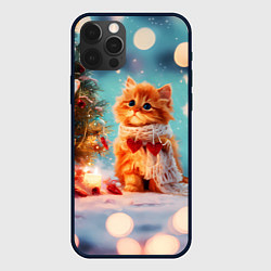 Чехол iPhone 12 Pro Max Рыжий маленький новогодний котенок