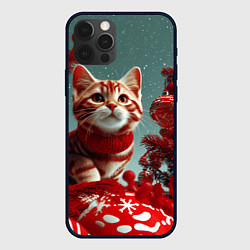 Чехол для iPhone 12 Pro Max Рыжий кот - Новый год, цвет: 3D-черный