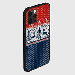 Чехол для iPhone 12 Pro Max Вязаный узор с оленями, цвет: 3D-черный — фото 2