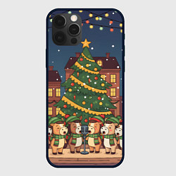 Чехол для iPhone 12 Pro Max Новогодний хор лошадок, цвет: 3D-черный