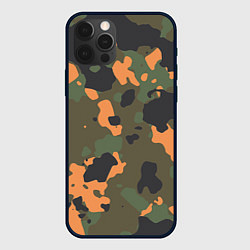 Чехол для iPhone 12 Pro Max Камуфляж: хаки/оранжевый, цвет: 3D-черный