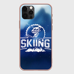 Чехол для iPhone 12 Pro Max Лыжный спорт, цвет: 3D-светло-розовый