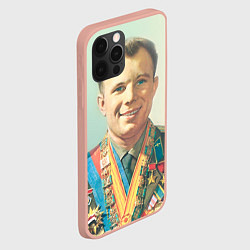 Чехол для iPhone 12 Pro Max Гагарин в орденах, цвет: 3D-светло-розовый — фото 2