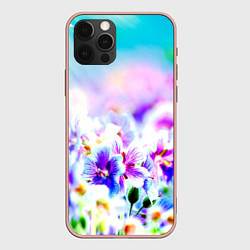 Чехол для iPhone 12 Pro Max Цветочное поле, цвет: 3D-светло-розовый