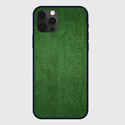 Чехол для iPhone 12 Pro Max Змеиная зеленая кожа, цвет: 3D-черный