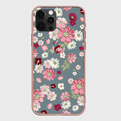 Чехол для iPhone 12 Pro Max Цветочки, цвет: 3D-светло-розовый