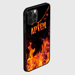 Чехол для iPhone 12 Pro Артём - кулон на цепи в огне, цвет: 3D-черный — фото 2