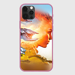 Чехол для iPhone 12 Pro HZD 3, цвет: 3D-малиновый