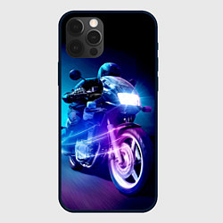 Чехол для iPhone 12 Pro Мотокросс ночной, цвет: 3D-черный