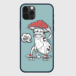 Чехол для iPhone 12 Pro Мухомор скейтбордист, цвет: 3D-черный