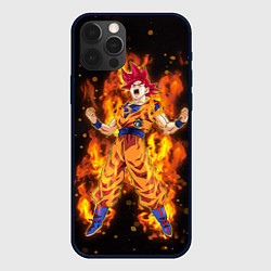 Чехол для iPhone 12 Pro Fire Goku, цвет: 3D-черный