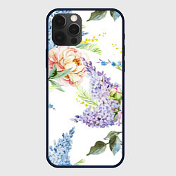Чехол для iPhone 12 Pro Сирень и Пионы, цвет: 3D-черный