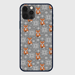 Чехол для iPhone 12 Pro Зимние лисицы, цвет: 3D-черный