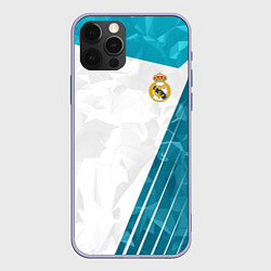 Чехол для iPhone 12 Pro FC Real Madrid: Abstract, цвет: 3D-светло-сиреневый