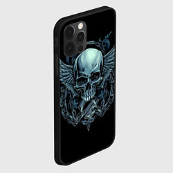 Чехол для iPhone 12 Pro Череп с крыльями и цепями, цвет: 3D-черный — фото 2