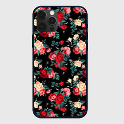 Чехол для iPhone 12 Pro Кустовые розы, цвет: 3D-черный