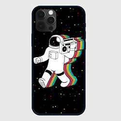 Чехол для iPhone 12 Pro Космонавт с магнитофоном, цвет: 3D-черный