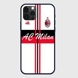 Чехол для iPhone 12 Pro AC Milan: White Form, цвет: 3D-черный