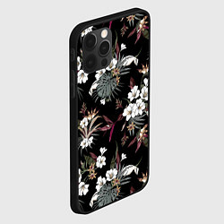 Чехол для iPhone 12 Pro Белые цветы в темноте, цвет: 3D-черный — фото 2