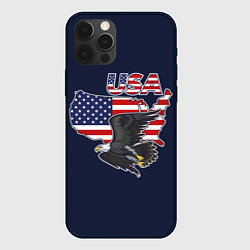 Чехол для iPhone 12 Pro USA - flag and eagle, цвет: 3D-черный