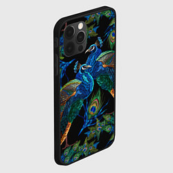 Чехол для iPhone 12 Pro Павлины - вышивка гладью, цвет: 3D-черный — фото 2