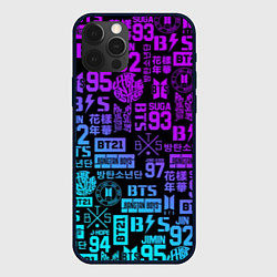 Чехол для iPhone 12 Pro BTS Logos, цвет: 3D-черный